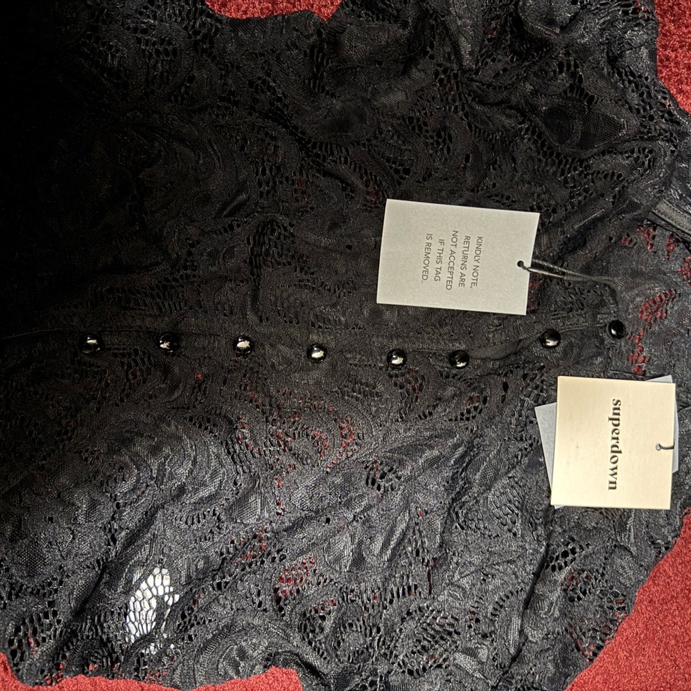 Black Lace Button-Up Top